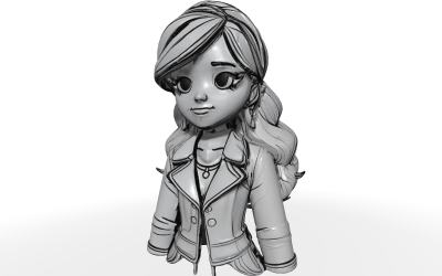 Anime Girl em elegante casaco estatueta grátis 3D Print Model