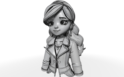 Anime Girl in Stylish Coat Figurine Free 3D Print Model