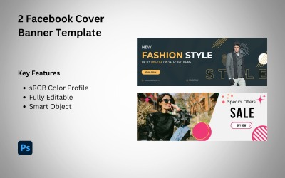 2 Modello PSD per banner di copertina di Facebook Fashion