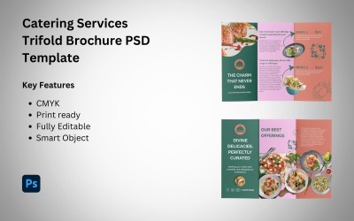 Modello PSD per brochure a tre ante per servizi di catering