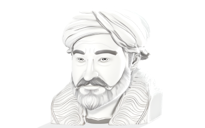 Modelo de impressão 3D de busto de retrato monocromático de sálvia com turbante
