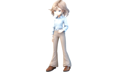 Modelo de impressão 3D de personagem feminina profissional de negócios de anime