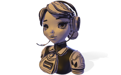 Anime Headset Dziewczyna Biust Model 3D