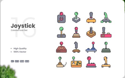 16 Joystick Colored Icons Set