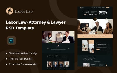 Derecho Laboral - Plantilla PSD para Abogados y Abogados