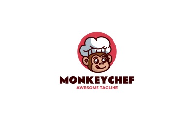 Maymun Şef Basit Maskot Logosu 3