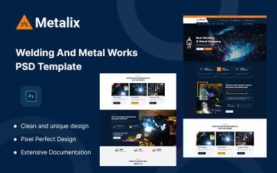 Plantilla PSD de soldadura y trabajos con metal de Metalix
