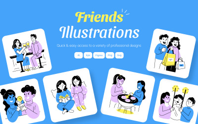 Vänner Illustration Art Set