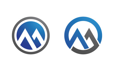 M Harfli Logo iş simgesi tasarım çizim şablonu v.12