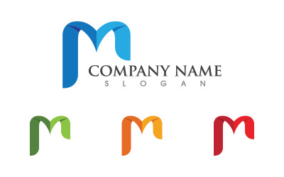 M Harfli Logo iş simgesi tasarım çizim şablonu v.4