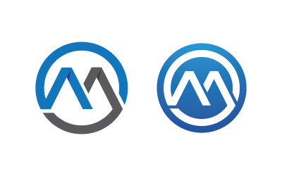 M Harfli Logo iş simgesi tasarım çizim şablonu v.5