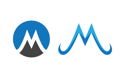 M Harfli Logo iş simgesi tasarım çizim şablonu v.17