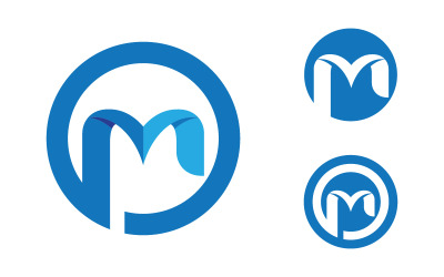 M Harfli Logo iş simgesi tasarım çizim şablonu v.18