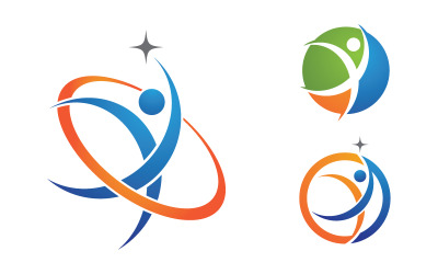 Sağlıklı yaşam İnsan karakteri logo işareti illüstrasyonu v.30