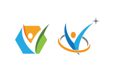 Sağlıklı yaşam İnsan karakteri logo işareti illüstrasyonu v.38
