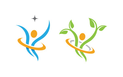 Sağlıklı yaşam İnsan karakteri logo işareti illüstrasyonu v.36