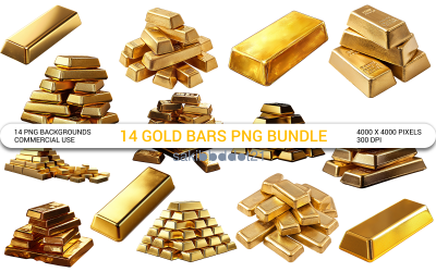 Gold Bars Bundle Financial Concept Several Gold Bars of Different Weigh PNG