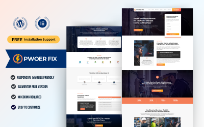 PowerFix — Modelo WordPress Elementor para eletricistas e serviços elétricos
