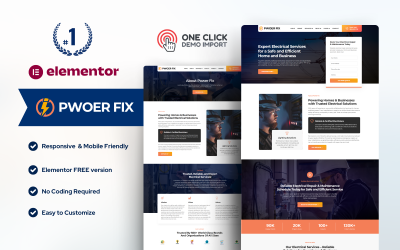 PowerFix — шаблон WordPress Elementor для электриков и электротехнических услуг