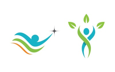 Sağlıklı yaşam İnsan karakteri logo işareti illüstrasyonu v.77