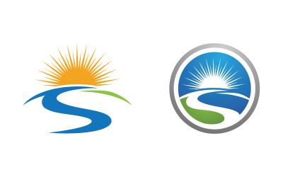 Modello di progettazione dell&amp;#39;illustrazione dell&amp;#39;icona del logo del fiume v.1