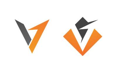 V Harfi simgesi Logo Şablonu tasarım çizimi v.2