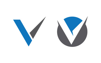 V Harfi simgesi Logo Şablonu tasarım çizimi v.7