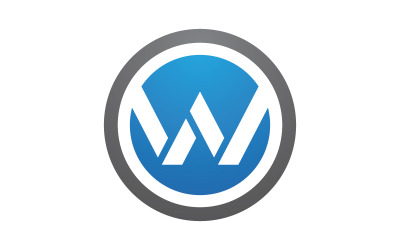 W Harfi simgesi Logo vektör çizim tasarım şablonu v.1