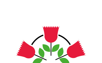 Logo avec des fleurs rouges et des feuilles vertes