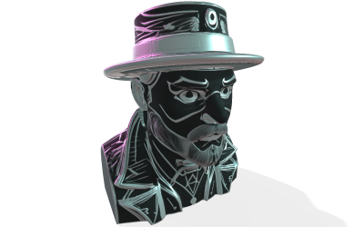 Busto de caballero ciberpunk, modelo 3D