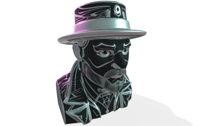 Busto de cavalheiro cyberpunk modelo 3D