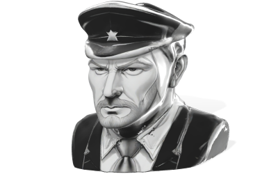 Busto de personaje de comandante militar, modelo 3D