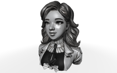 Busto de personaje femenino de inspiración victoriana (modelo 3D gratuito)