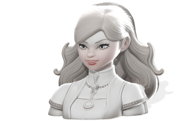 Elegante modelo 3D de busto de heroína de fantasía