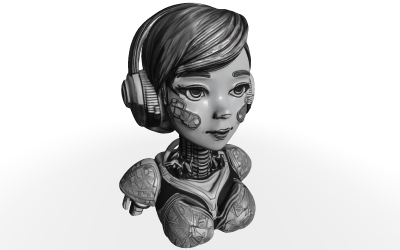 Kybernetická Muse Bust Free 3D Model
