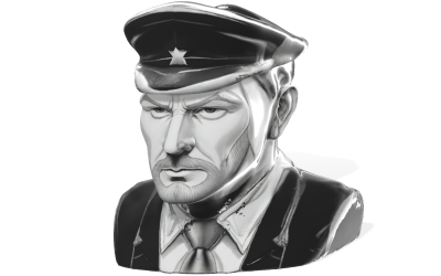 Militär befälhavare Character Bust 3D-modell