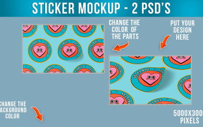 Mockup de dois adesivos redondos para colar