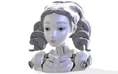 Model 3D popiersia żeńskiego androida