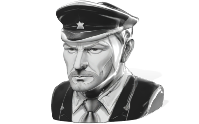Modèle 3D de buste de personnage de commandant militaire