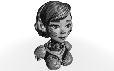 Modello 3D gratuito del busto della musa cibernetica
