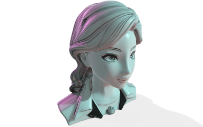 Modelo 3D del busto de la elegante musa