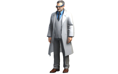 Modelo de impressão 3D de personagem de jaleco profissional