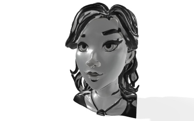 Stilisierte weibliche Büste - Metallische Skulptur 3D-Modell