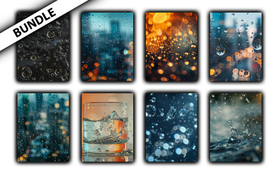 Water drops on window background design bundle