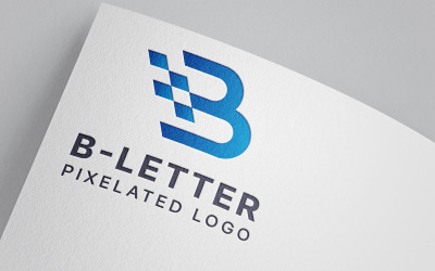 B letter pixelated digital technology logo design.
