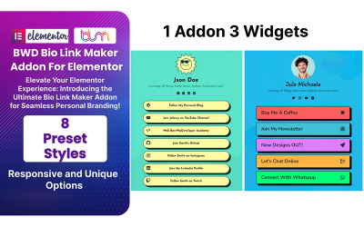 Bio Link Maker WordPress Plugin para Elementor