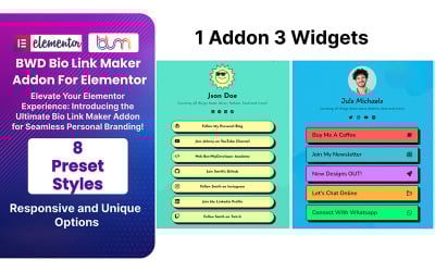 Elementor İçin Bio Link Maker WordPress Eklentisi