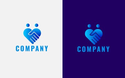 İnsan Kavramlarıyla El Sıkışma Logosu. Degrade Renkli Modern İşletme Logosu.