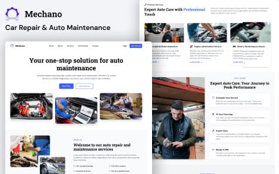 Mechano - mall för landningssida för gratis bilreparationer och bilunderhåll