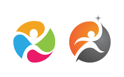 Sağlıklı yaşam İnsan karakteri logo işareti illüstrasyonu v.111